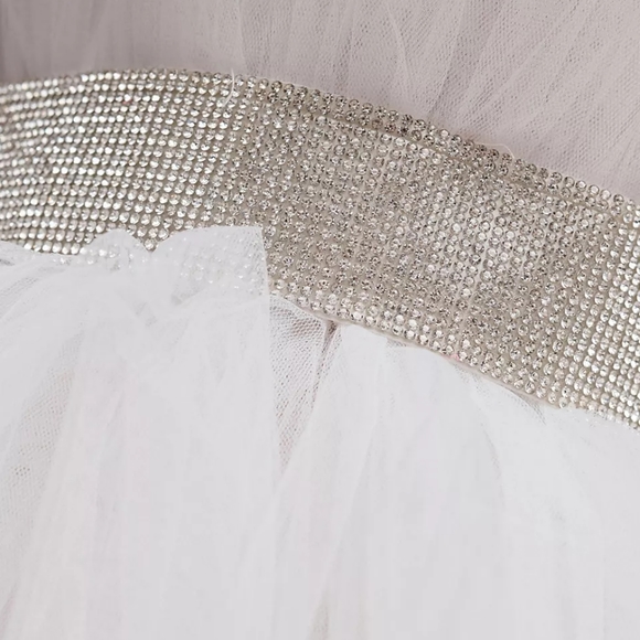 Bronx and Banco Strapless White Tulle Mini Dress - Picture 5 of 6